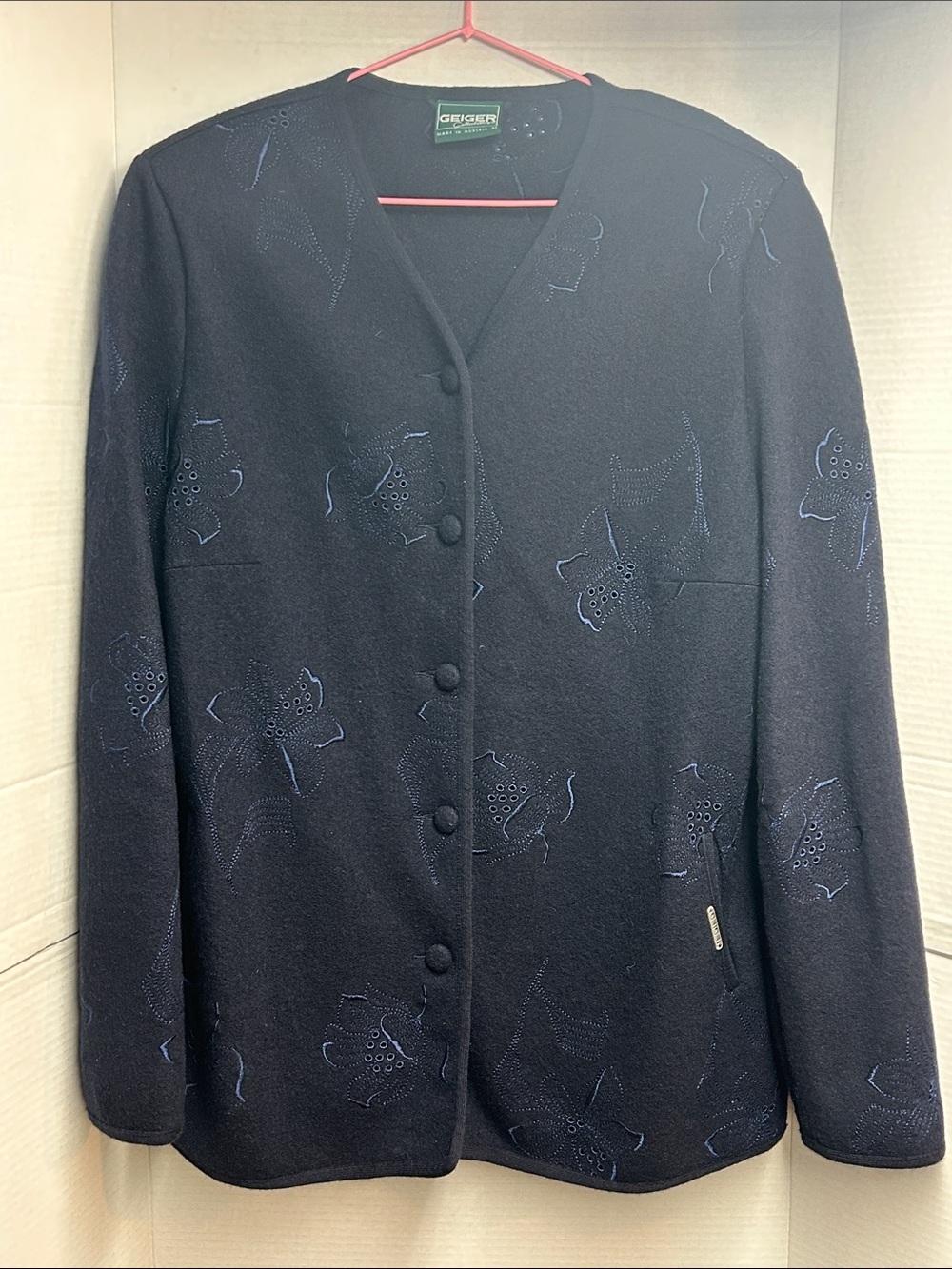 Geiger Collection Austria Sequins Embellished Wool Cardigan Jacket Size 44